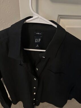 GAP Black Button-Front Shirt with Shiny Buttons